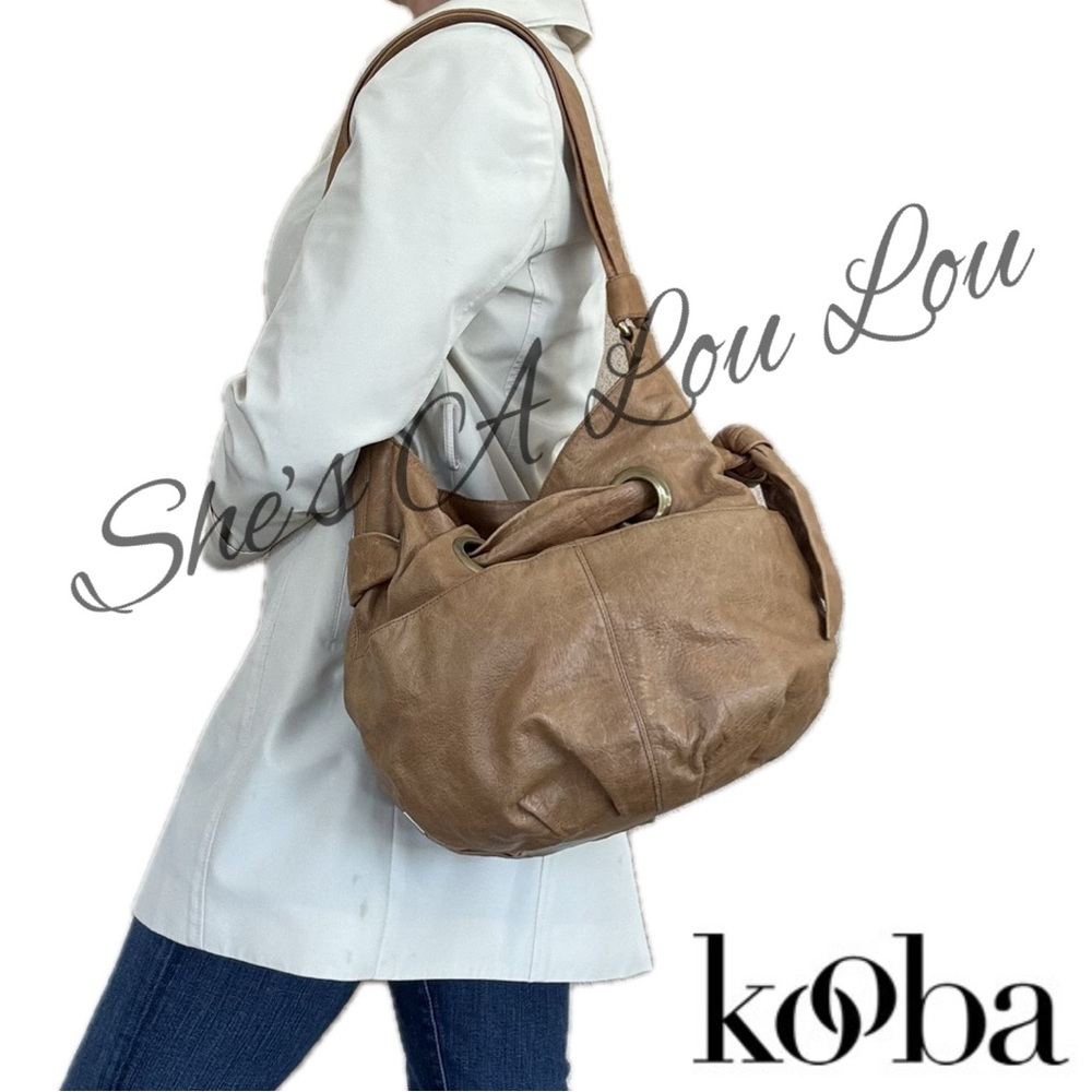 Kooba Elisha soft sided Leather Hobo Bag in Camel